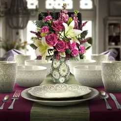 Kirklands Home Lace Embossed 16-pc. Dinnerware Set White Hot