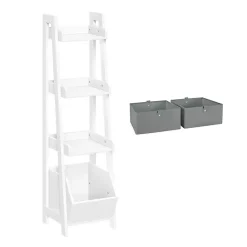 Kirklands Home Ladder Shelf with Cubby, 13 in. White Hot