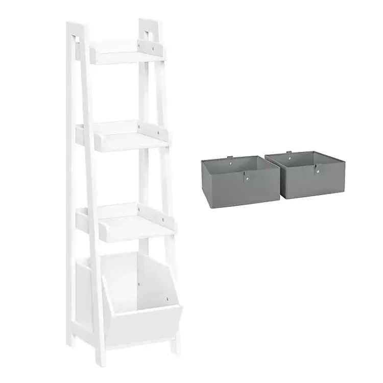Kirklands Home Ladder Shelf with Cubby, 13 in. White Hot