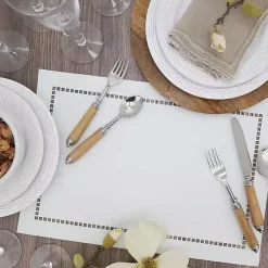 Kirklands Home Laser-Cut Hemstitch Placemats, Set of 4 White New