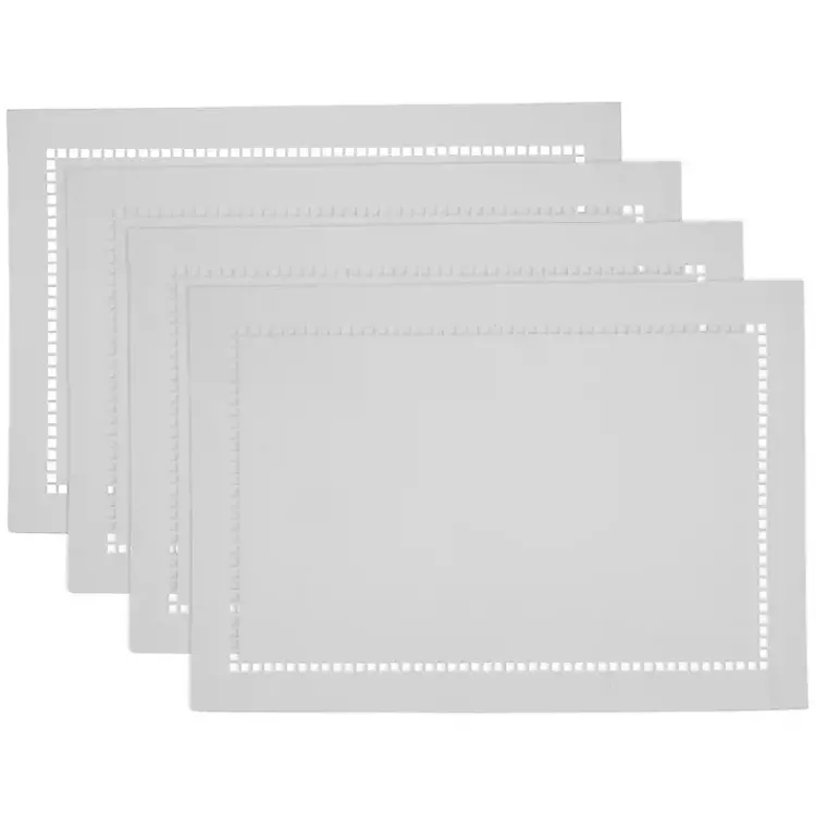 Kirklands Home Laser-Cut Hemstitch Placemats, Set of 4 White New