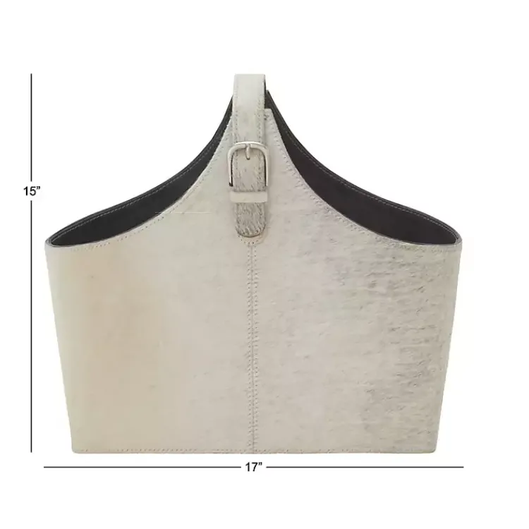 Baskets & Boxes>Kirklands Home Leather Textured Magazine Rack White