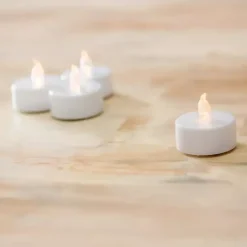 Flameless Candles>Kirklands Home LED Warm Light Tealight Candles, Set of 4 White