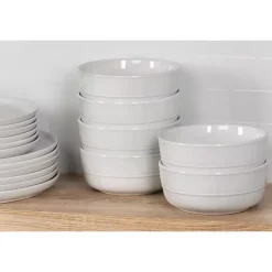Kirklands Home Linear Cereal Bowls, Set of 6 White Clearance