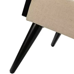 Kirklands Home White Linen and Rattan Accent Chair Ivory Hot