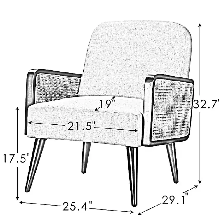 Kirklands Home White Linen and Rattan Accent Chair Ivory Hot