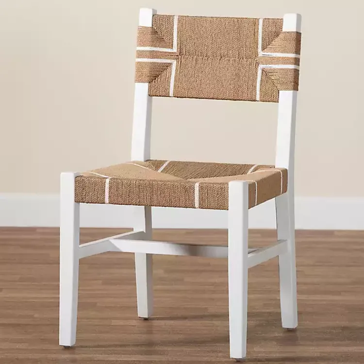 Kirklands Home White Mahogany Woven Talli Dining Chair Tan Hot