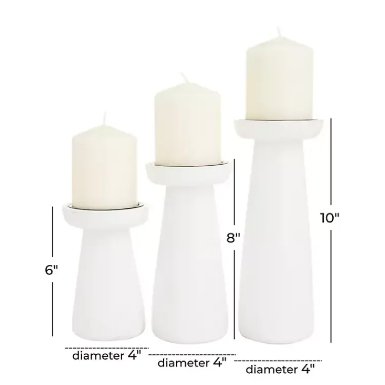 Candle Holders>Kirklands Home Mango Wood 3-pc. Pillar Candle Holder Set White