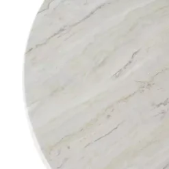 Kirklands Home Marble & Black Metal Pedestal Coffee Table White