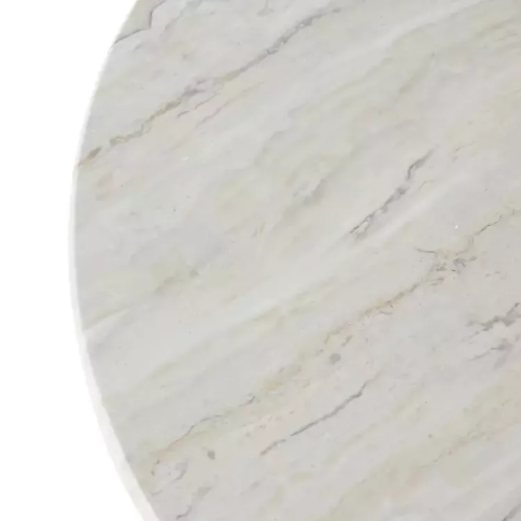 Kirklands Home Marble & Black Metal Pedestal Coffee Table White