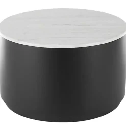 Kirklands Home Marble & Black Metal Storage Coffee Table White Hot