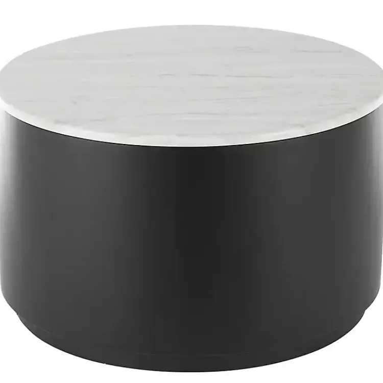 Kirklands Home Marble & Black Metal Storage Coffee Table White Hot