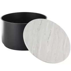 Kirklands Home Marble & Black Metal Storage Coffee Table White Hot