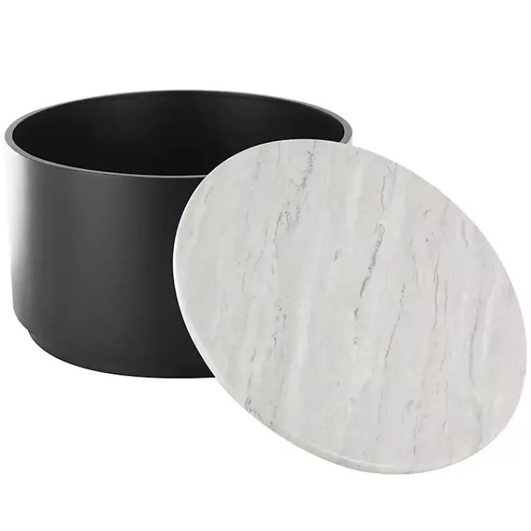 Kirklands Home Marble & Black Metal Storage Coffee Table White Hot