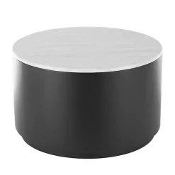 Kirklands Home Marble & Black Metal Storage Coffee Table White Hot