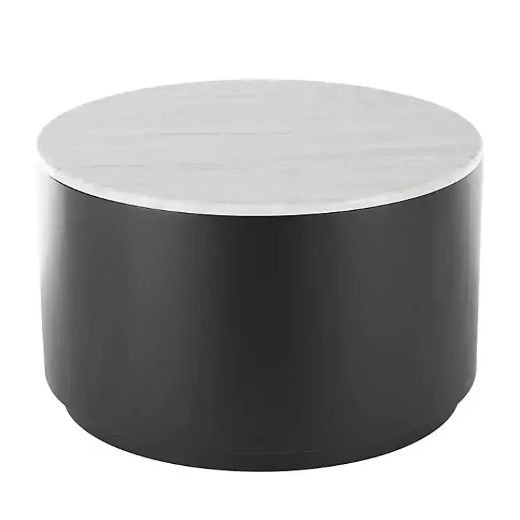 Kirklands Home Marble & Black Metal Storage Coffee Table White Hot