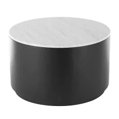 Kirklands Home Marble & Black Metal Storage Coffee Table White Hot