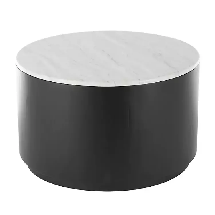 Kirklands Home Marble & Black Metal Storage Coffee Table White Hot