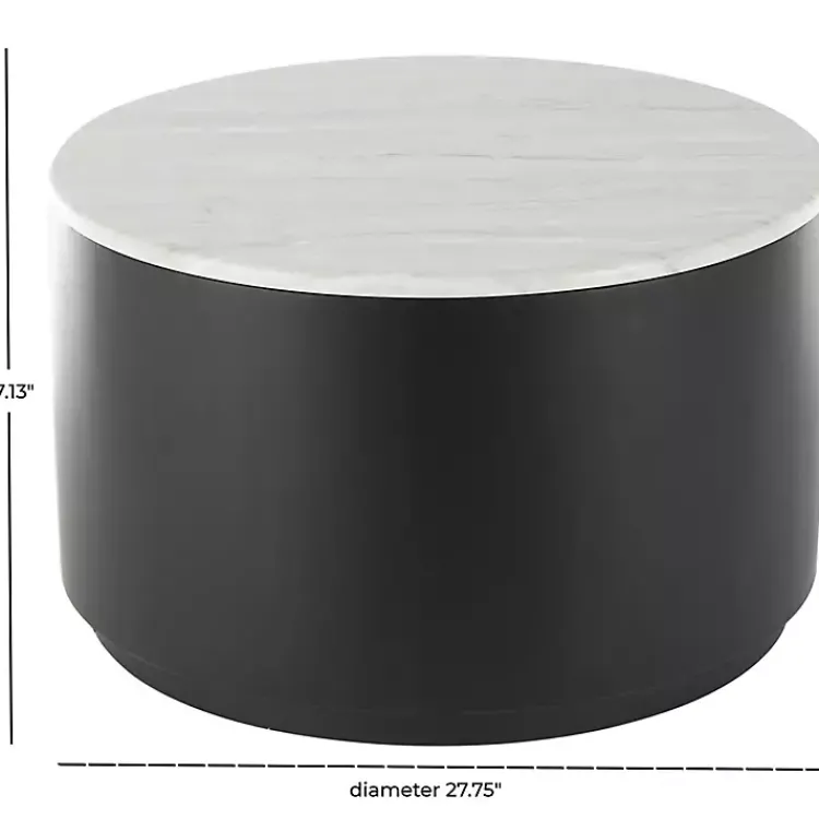 Kirklands Home Marble & Black Metal Storage Coffee Table White Hot