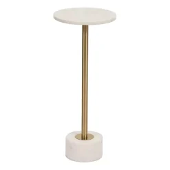 Kirklands Home Marble & Gold Metal Round Cocktail Table White Sale