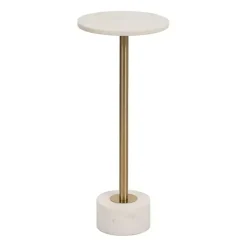 Kirklands Home Marble & Gold Metal Round Cocktail Table White Sale