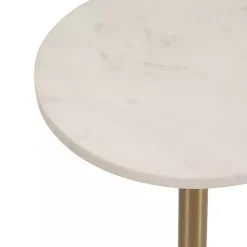 Kirklands Home Marble & Gold Metal Round Cocktail Table White Sale