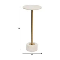 Kirklands Home Marble & Gold Metal Round Cocktail Table White Sale