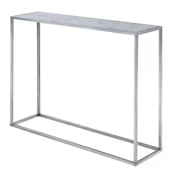 Kirklands Home White Marble & Metal Slim Console Table Silver Outlet