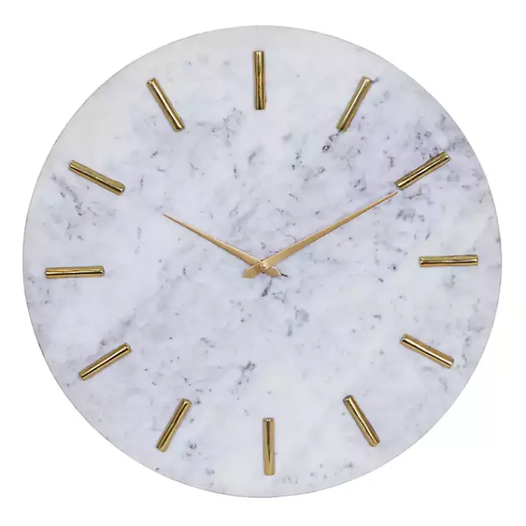 Kirklands Home White Marble and Gold Accent Wall Clock, 20 in. Online