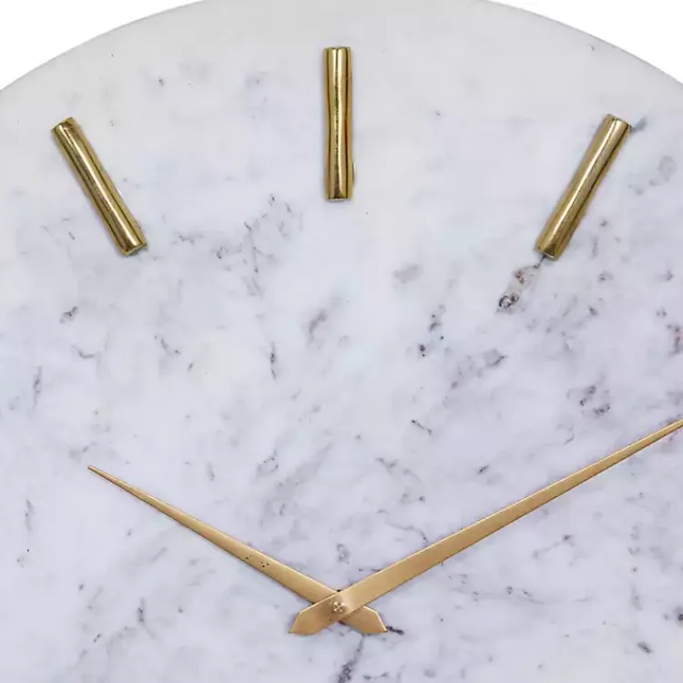 Kirklands Home White Marble and Gold Accent Wall Clock, 20 in. Online