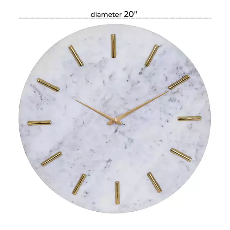 Kirklands Home White Marble and Gold Accent Wall Clock, 20 in. Online