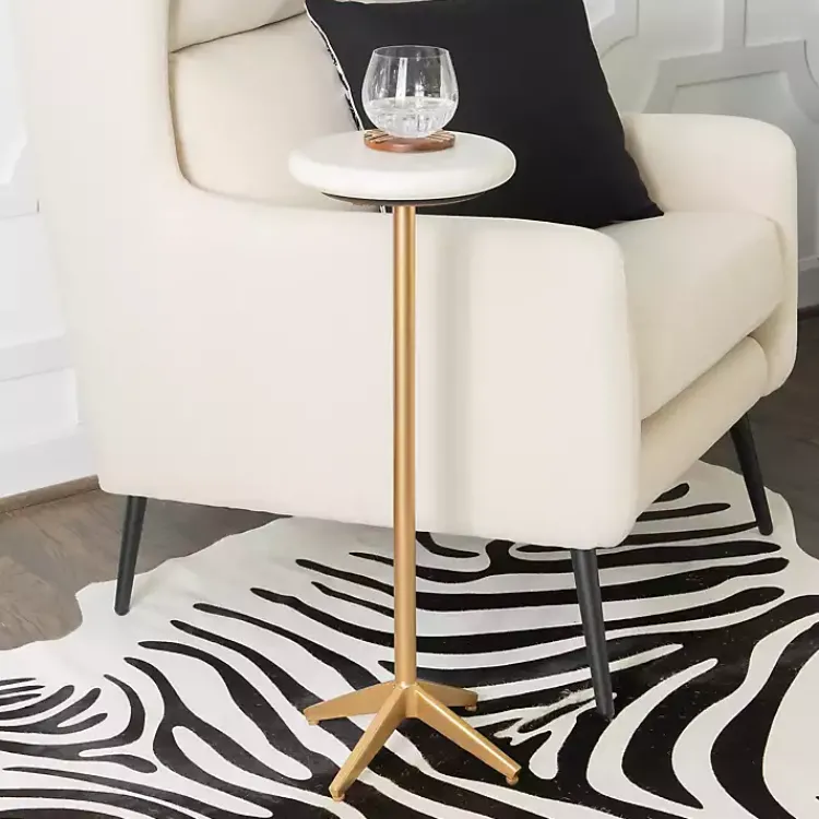 Kirklands Home Marble and Gold Base Cocktail Table White Clearance