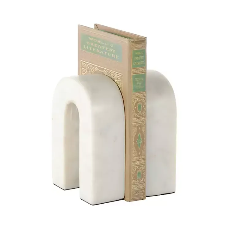 Decorative Accents>Kirklands Home Marble Arched Bookends, Set of 2 White