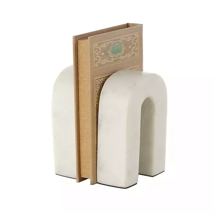 Decorative Accents>Kirklands Home Marble Arched Bookends, Set of 2 White