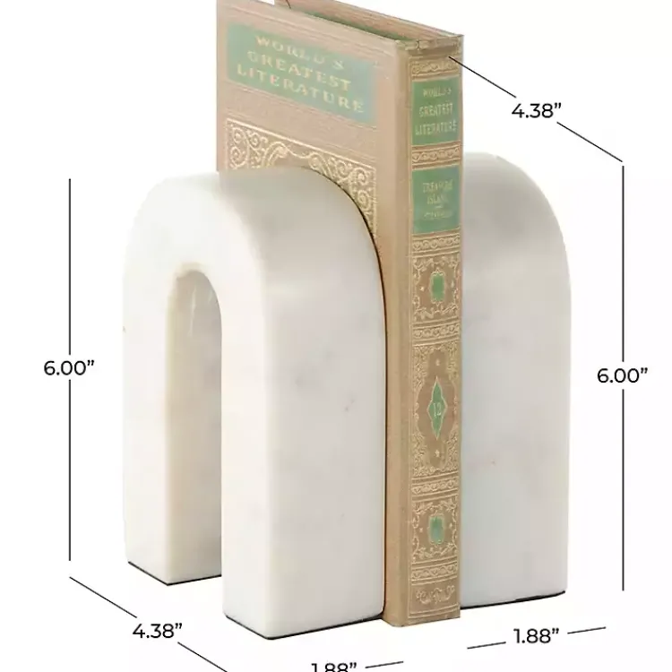 Decorative Accents>Kirklands Home Marble Arched Bookends, Set of 2 White