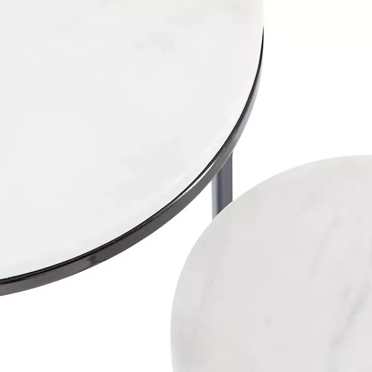 Kirklands Home White Marble Nesting Accent Tables, Set of 2 Black Outlet