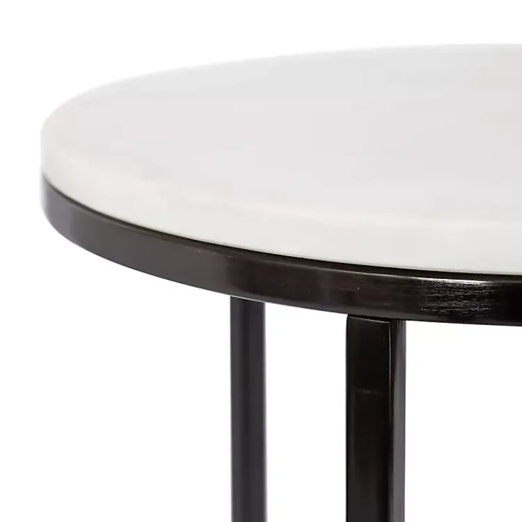 Kirklands Home White Marble Nesting Accent Tables, Set of 2 Black Outlet