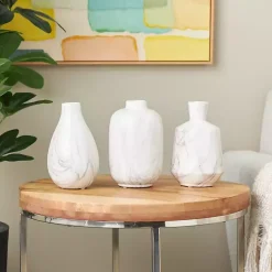 Vases>Kirklands Home Marble Ceramic Vases, Set of 3 White