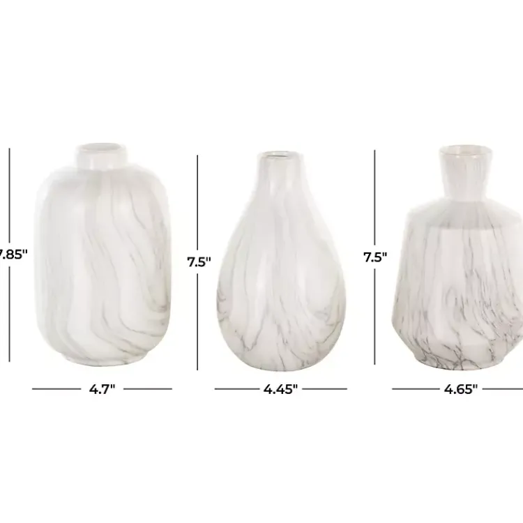 Vases>Kirklands Home Marble Ceramic Vases, Set of 3 White