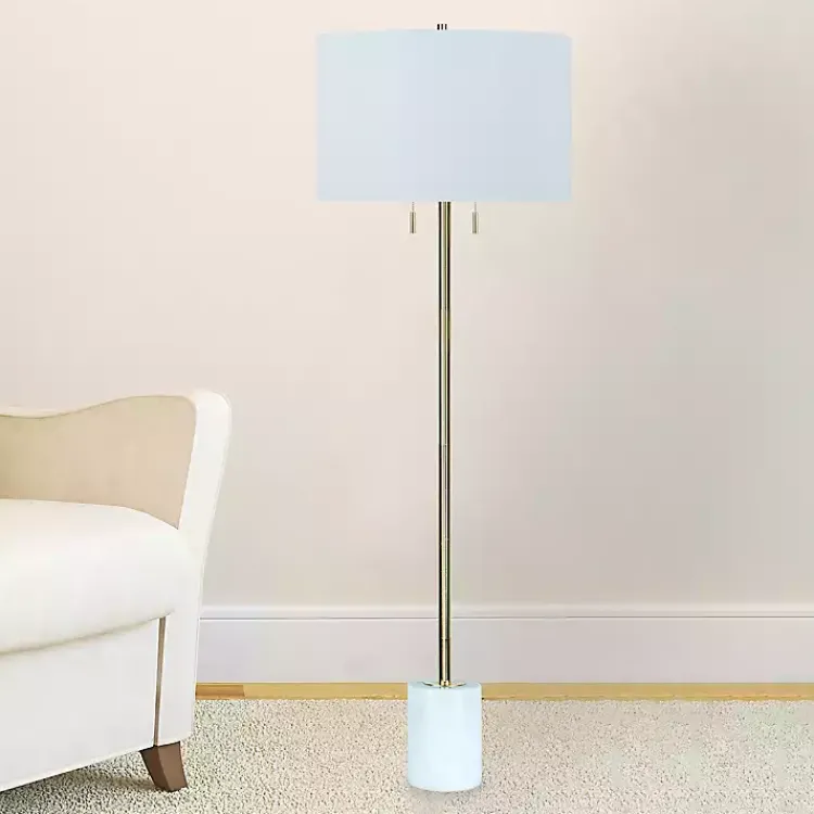 Kirklands Home Marble Column Floor Lamp White New