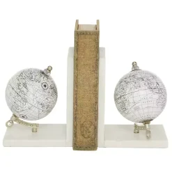 Decorative Accents>Kirklands Home Marble Globe Bookends, Set of 2 White