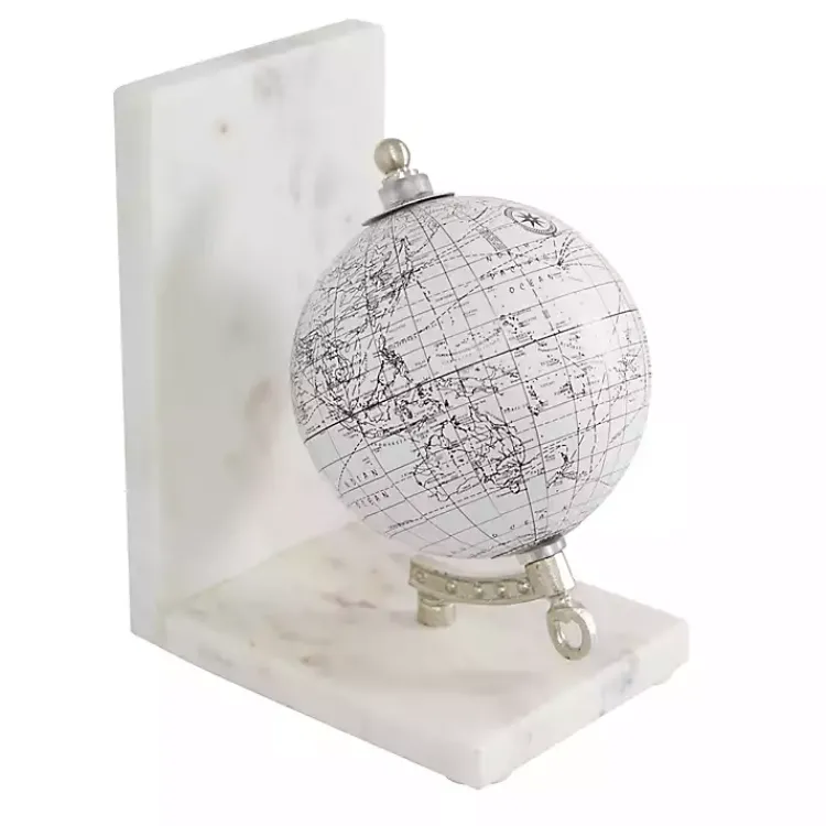 Decorative Accents>Kirklands Home Marble Globe Bookends, Set of 2 White
