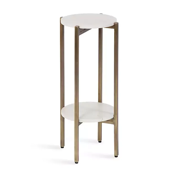 Kirklands Home Marble Gold Accent Table White