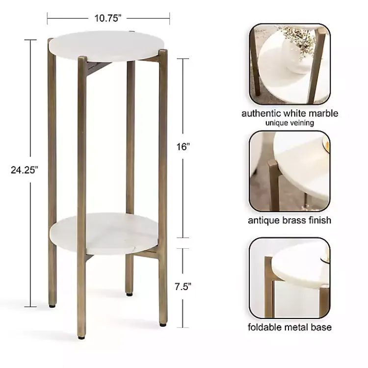 Kirklands Home Marble Gold Accent Table White