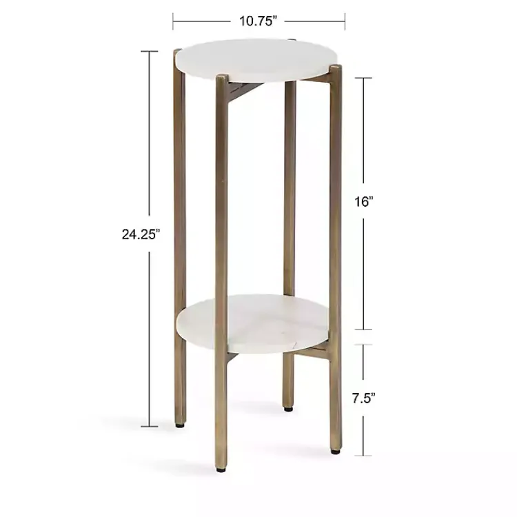 Kirklands Home Marble Gold Accent Table White