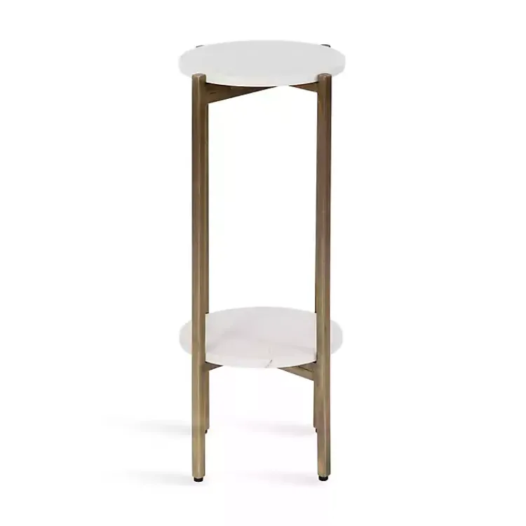Kirklands Home Marble Gold Accent Table White