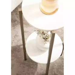 Kirklands Home Marble Gold Accent Table White