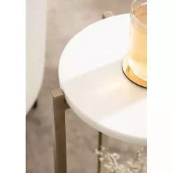 Kirklands Home Marble Gold Accent Table White
