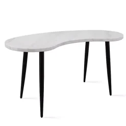 Kirklands Home White Marble Kidney Shaped Desk