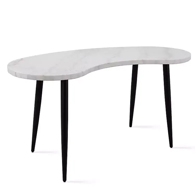 Kirklands Home White Marble Kidney Shaped Desk